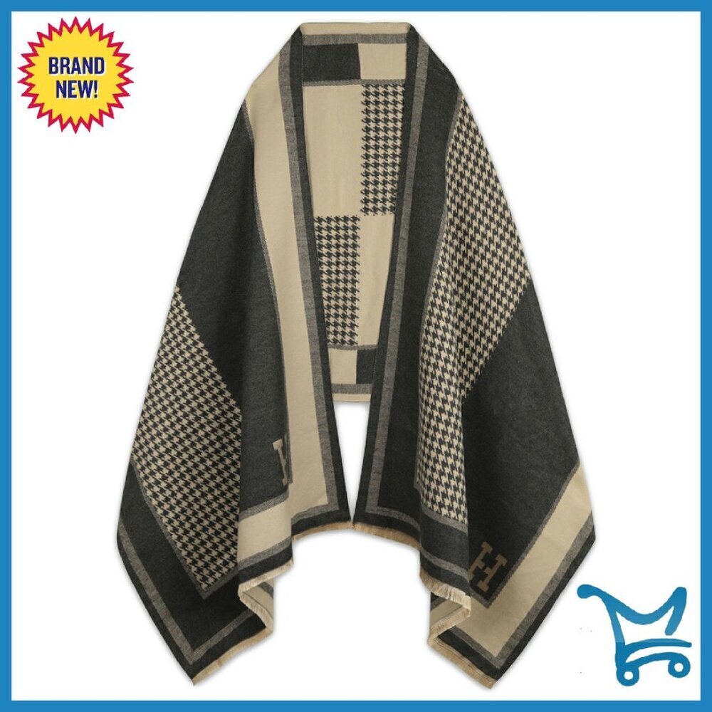 Large Silky Cashmere Pashmina Shawl Wrap Reversible Poncho Cape Blanket Scarf